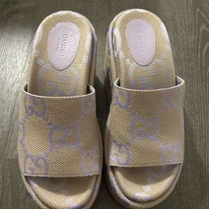 Gucci Platform Slides in Beige and Lavender- size 37.5